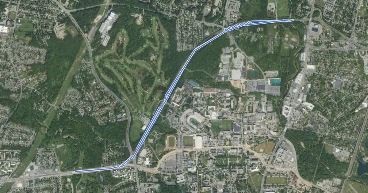 Маршрут University Blvd на спутниковом снимке