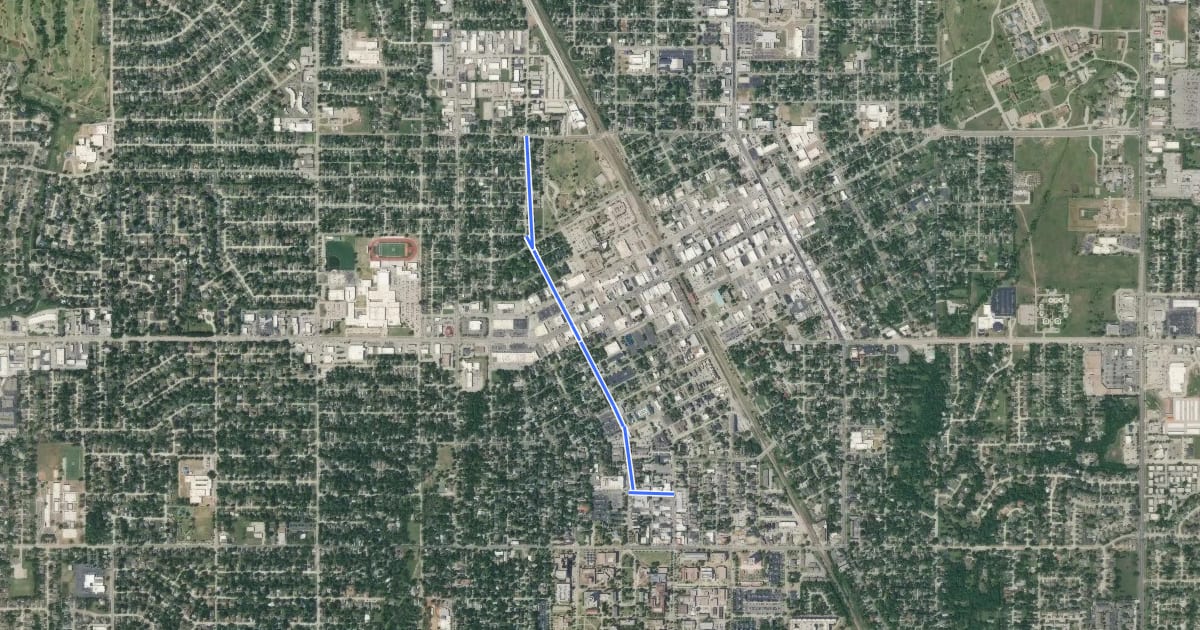 Маршрут University Boulevard на спутниковом снимке