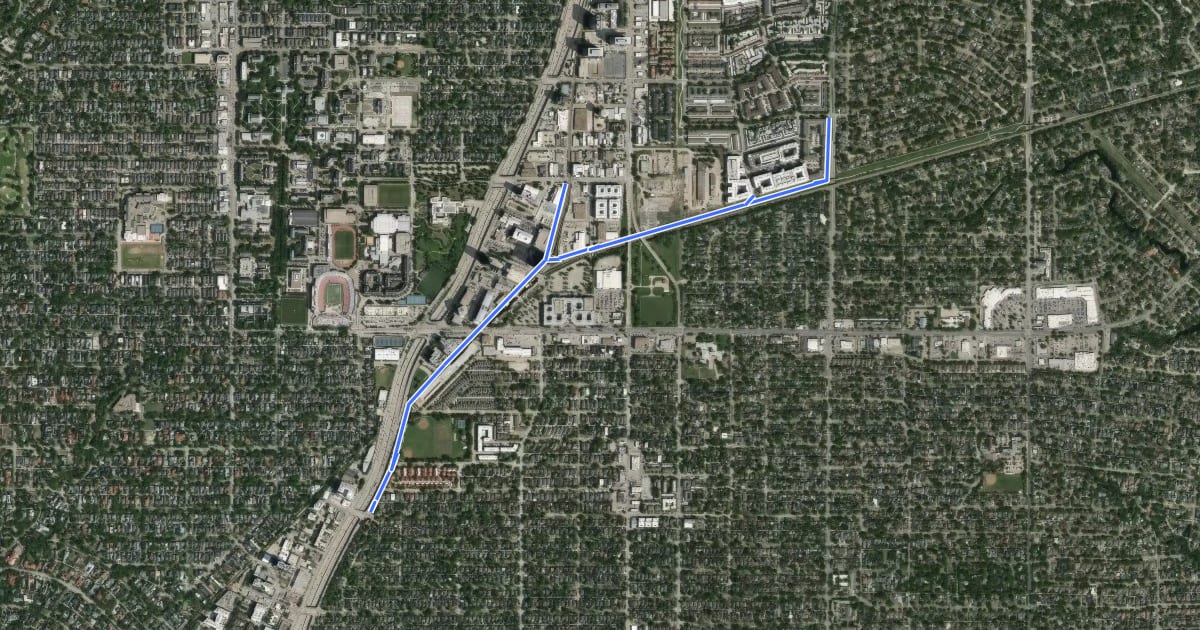 Маршрут University Crossing Trail на спутниковом снимке