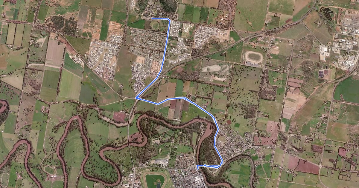 Маршрут University Cycle Route на спутниковом снимке