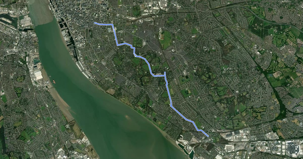 Маршрут University Cycle Route на спутниковом снимке