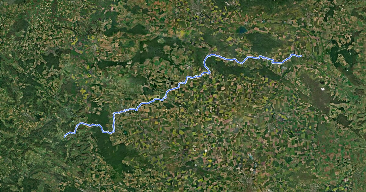 Маршрут Unstrut-Werra-Radweg на спутниковом снимке