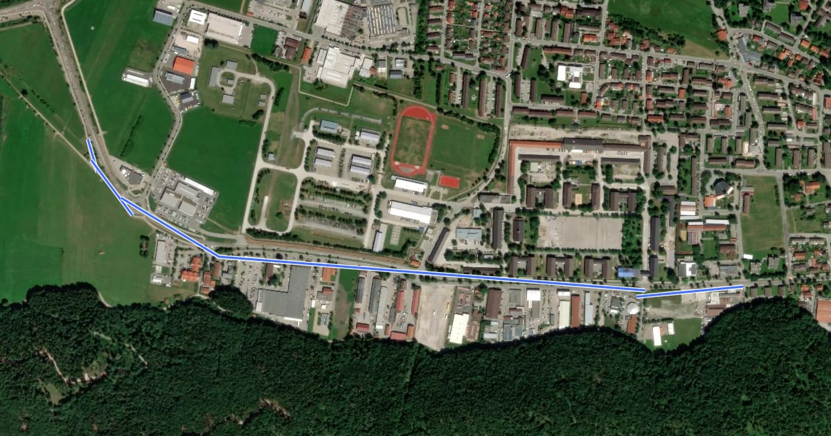 Маршрут Unterführung Kemptener Straße - Birkstraße на спутниковом снимке