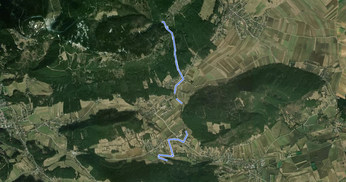 Маршрут Unterhöflein Bhf - Zweiersdorf - Leitergraben на спутниковом снимке