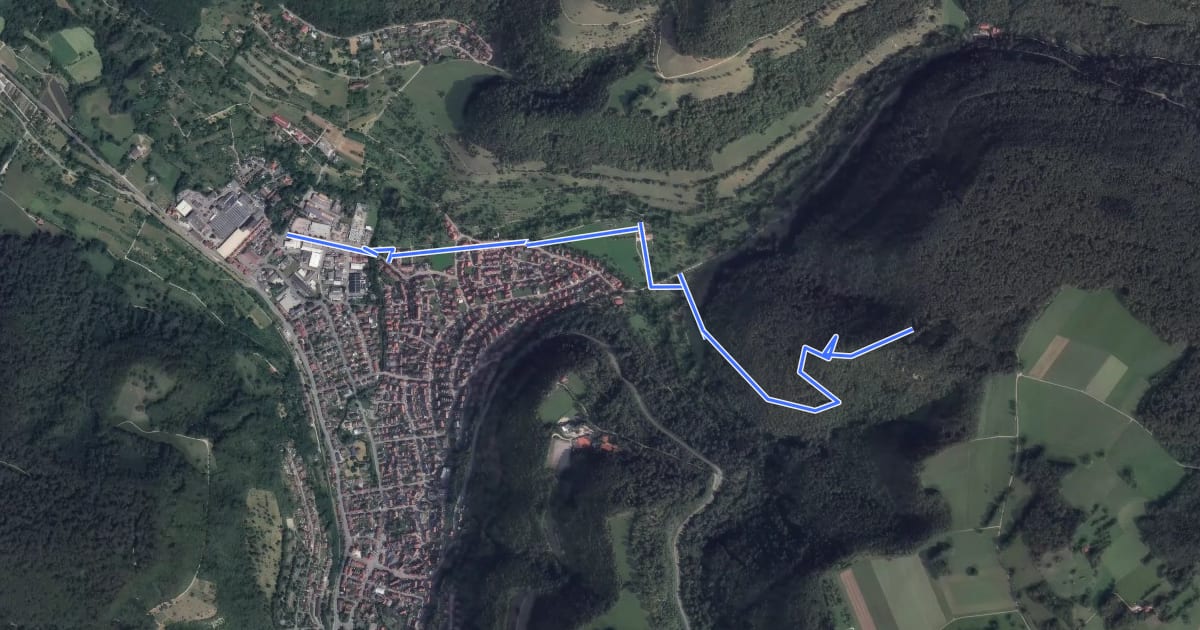 Маршрут Unterhausen - Greifenstein на спутниковом снимке