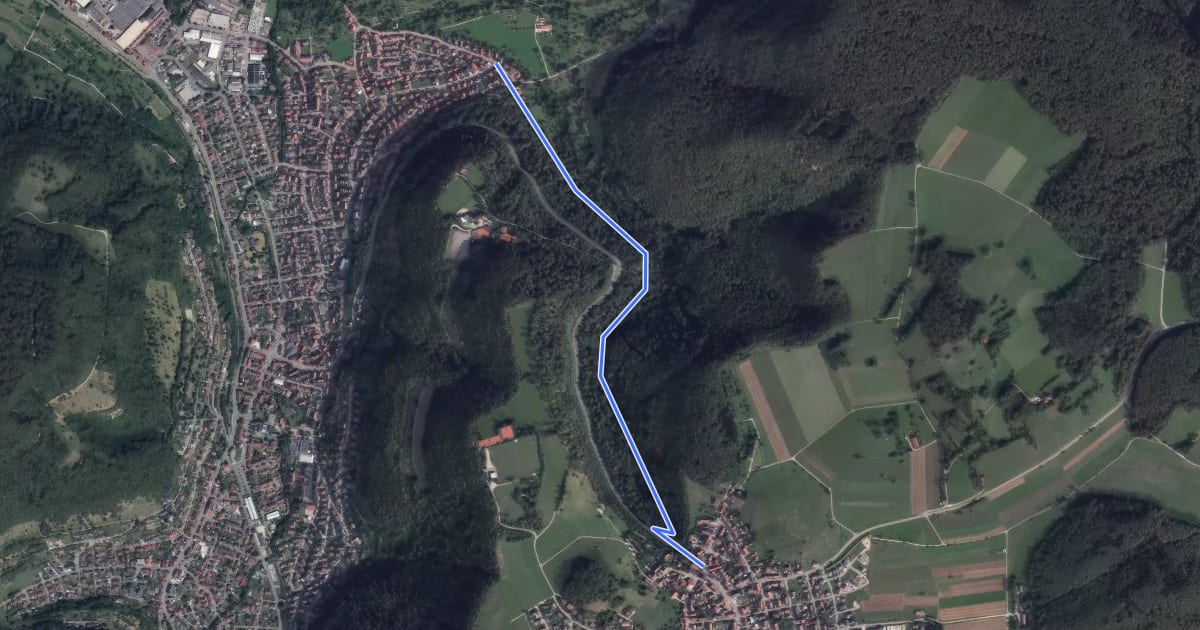 Маршрут Unterhausen - Holzelfingen на спутниковом снимке