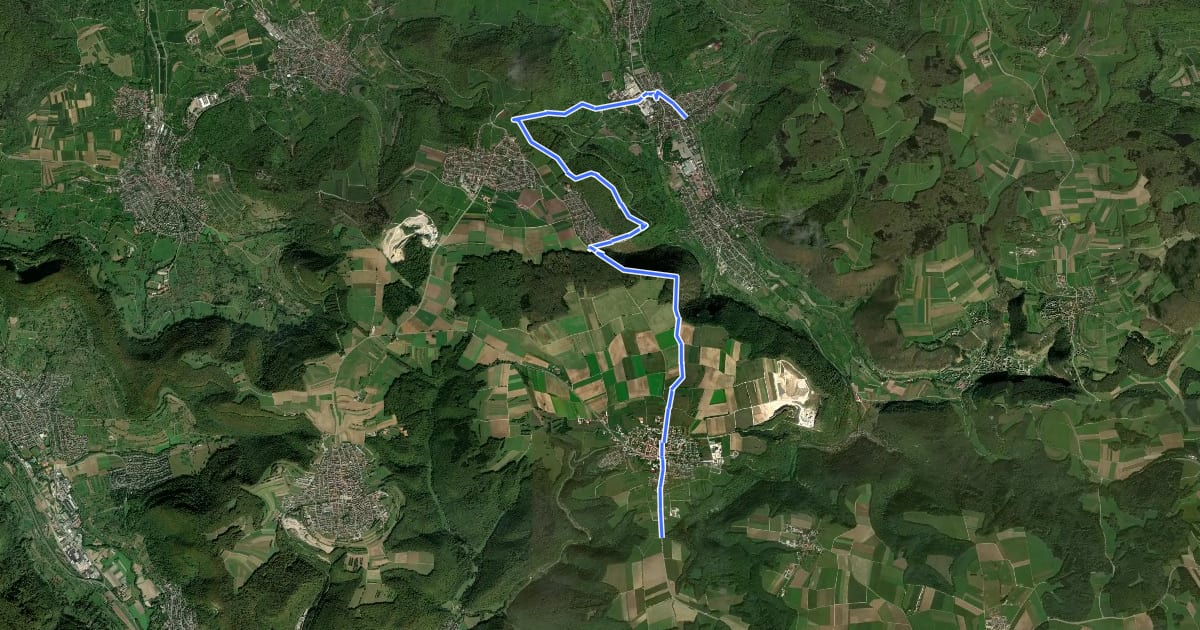 Маршрут Unterlenningen - Erkenbrechtsweiler - Grabenstetten на спутниковом снимке