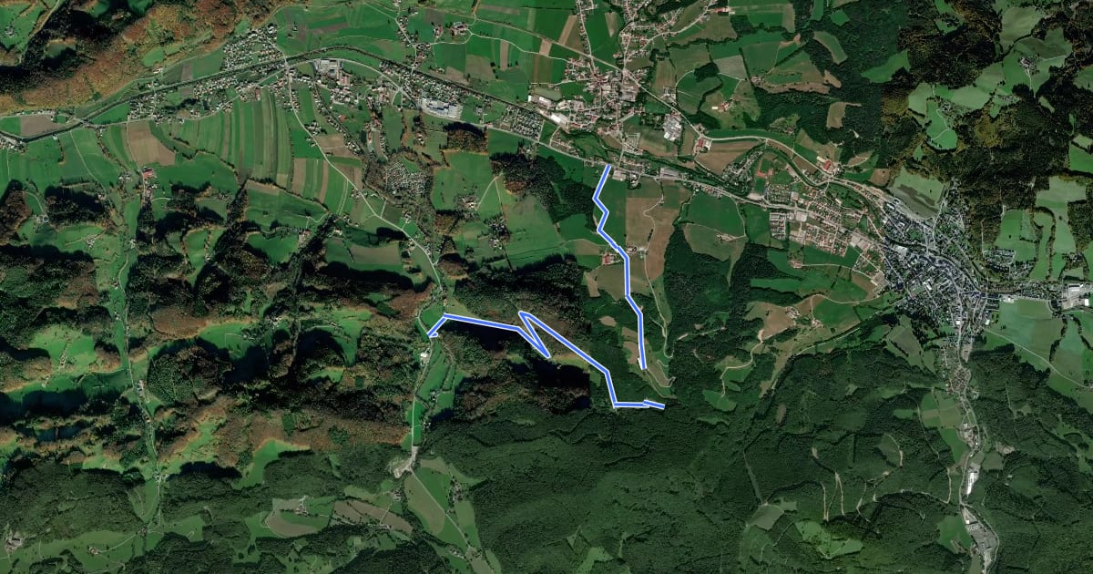 Маршрут Unterrohrbach (B18) - Lindensteinhütte - Haxenmühle на спутниковом снимке