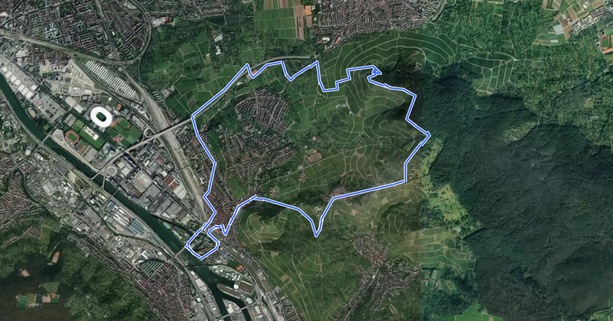 Маршрут Untertürkheimer Rundwanderweg II "...rund um den Wirtemberg" на спутниковом снимке