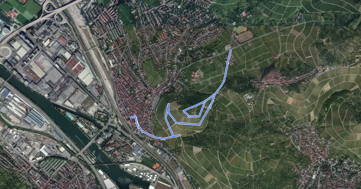 Маршрут Untertürkheimer Wanderweg III "Weintour am Mönchberg" на спутниковом снимке