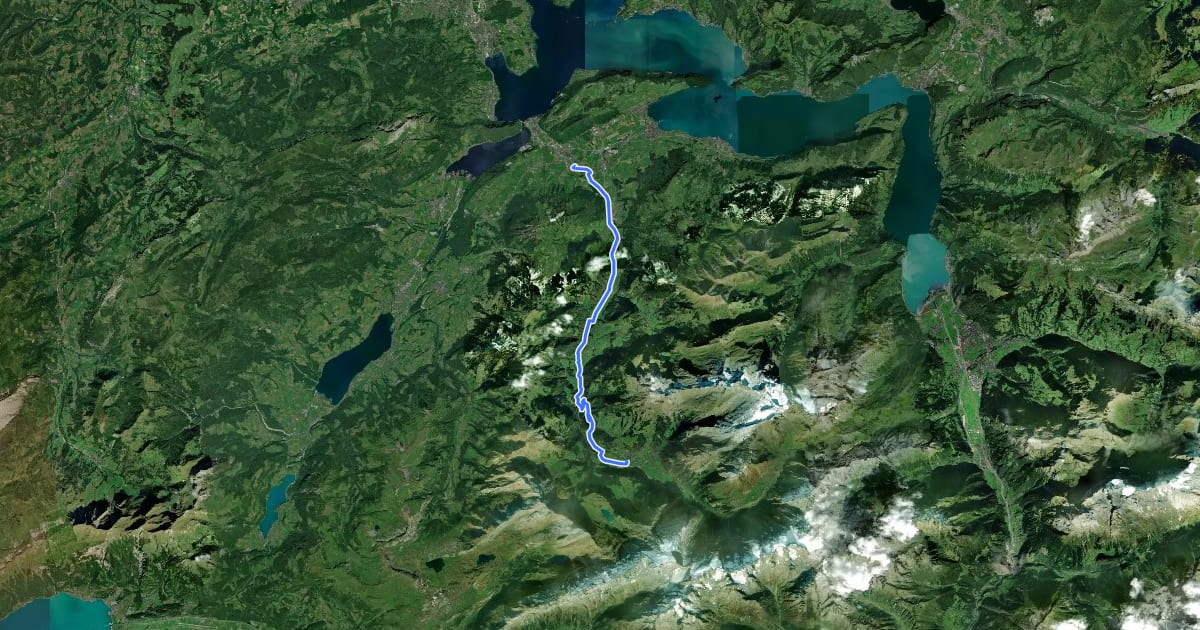 Маршрут Unterwaldenroute на спутниковом снимке