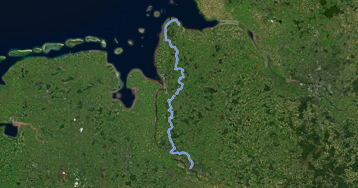 Маршрут Unterweser-Weg на спутниковом снимке