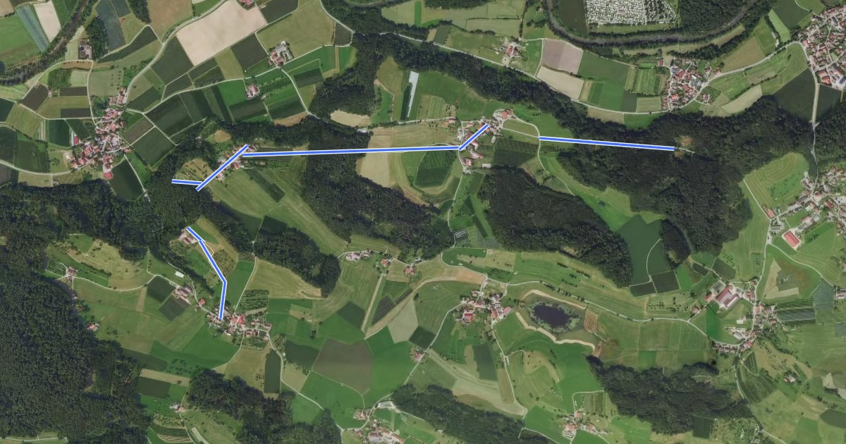 Маршрут Unterwolfertsweiler-Gitzensteig-Rattenweiler на спутниковом снимке