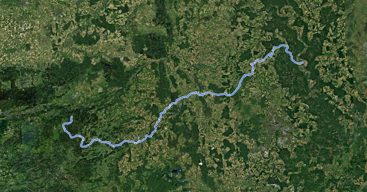 Маршрут Upland-Weserbergland-Weg на спутниковом снимке