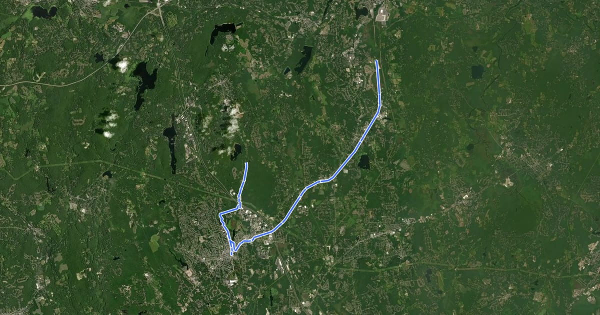 Маршрут Upper Charles Trail на спутниковом снимке