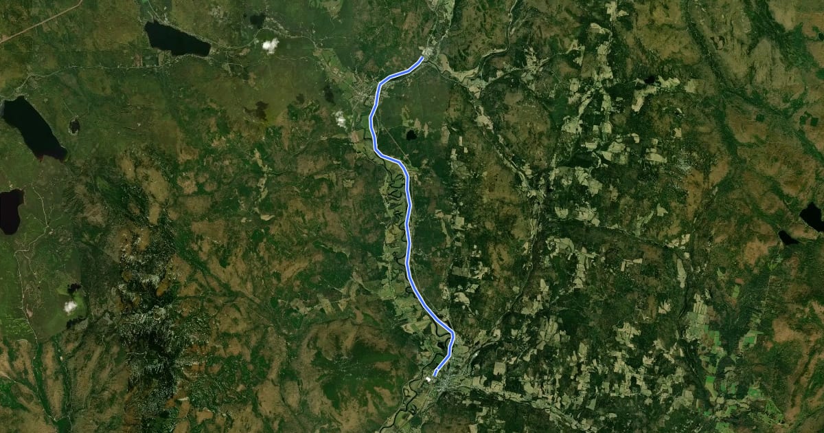 Маршрут Upper Coos Recreational Rail Trail на спутниковом снимке