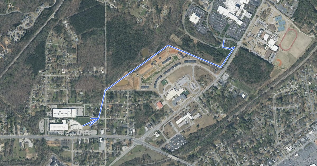 Маршрут Upper Drayton Mills Trail на спутниковом снимке
