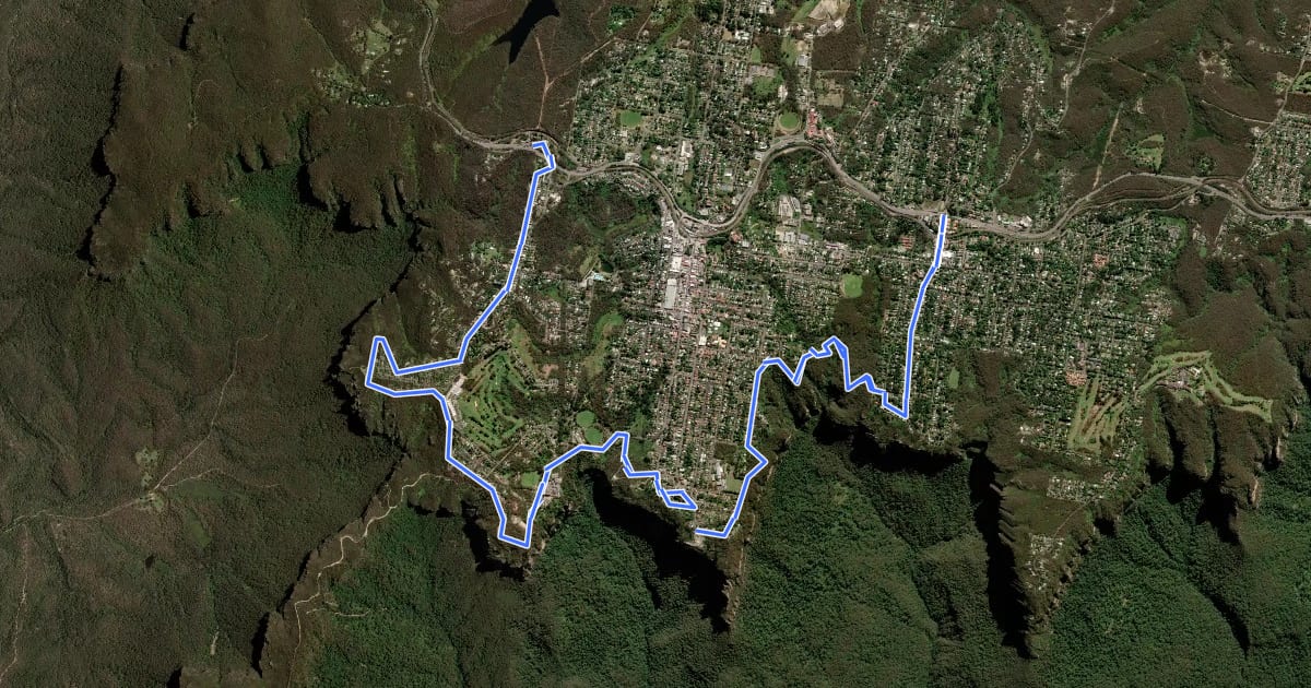 Маршрут Upper Greater Blue Mountains Trail на спутниковом снимке