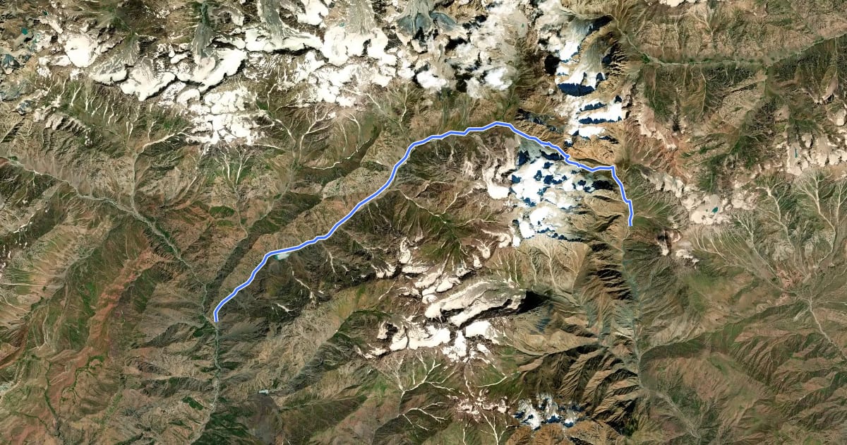 Маршрут Upper Khonaqo Pass на спутниковом снимке