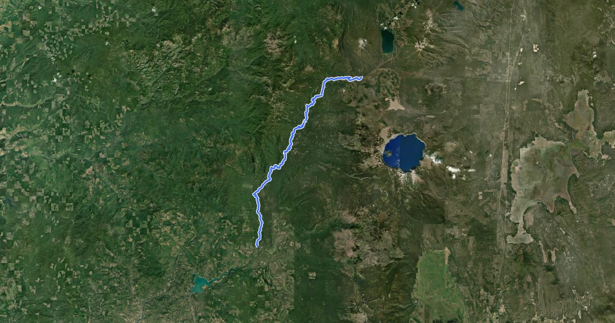 Маршрут Upper Rogue River Trail на спутниковом снимке