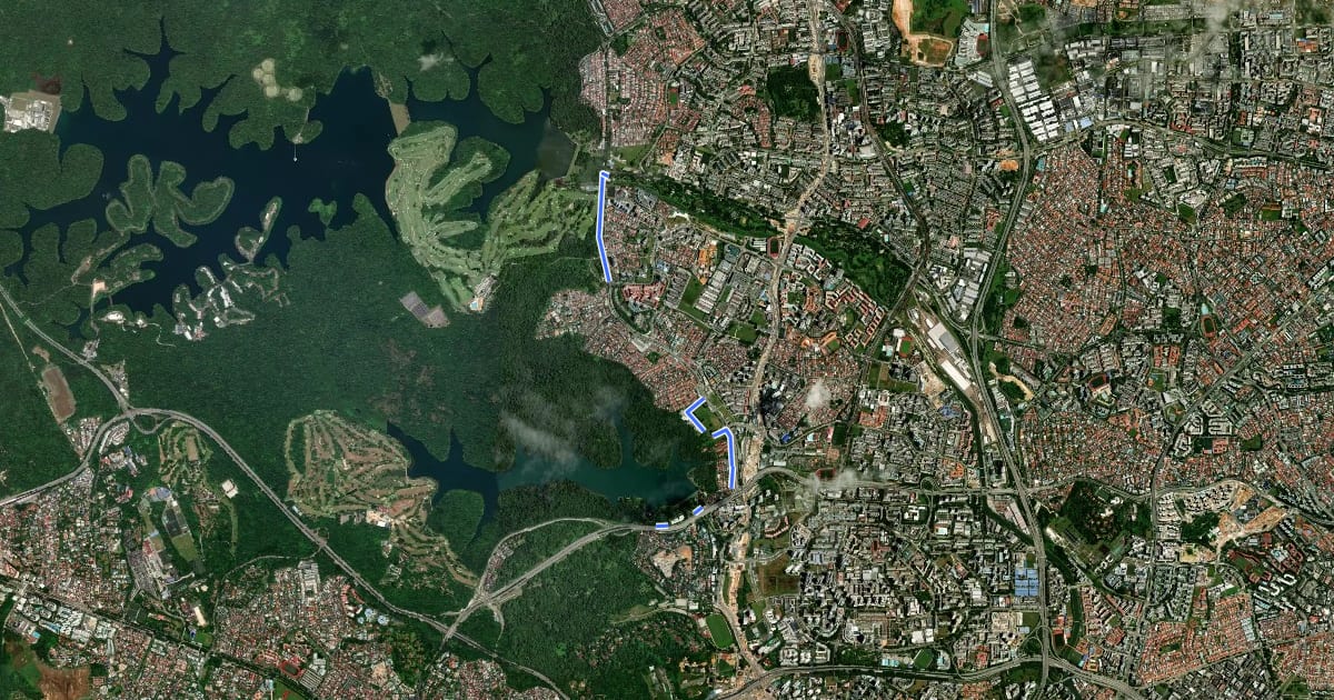 Маршрут Upper Thomson Park Connector на спутниковом снимке