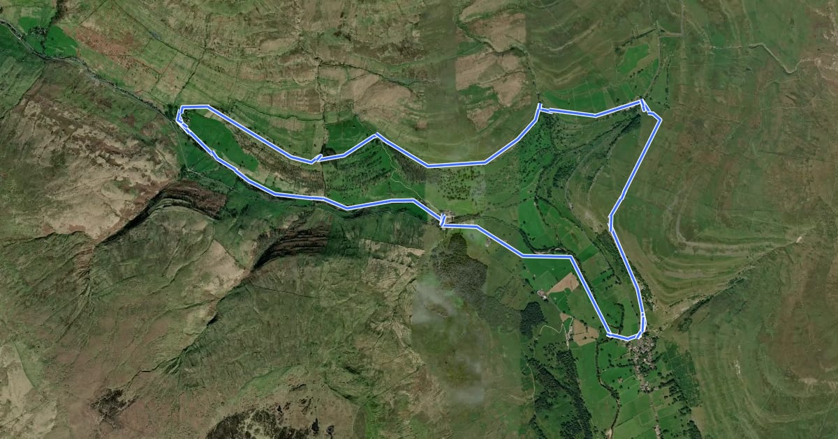 Маршрут Upper Wharfdale Ranger Run, Upper Wharfdale на спутниковом снимке