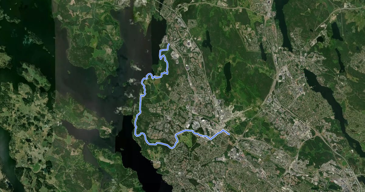 Маршрут Upplandsleden Stockholms län etapp 1 на спутниковом снимке