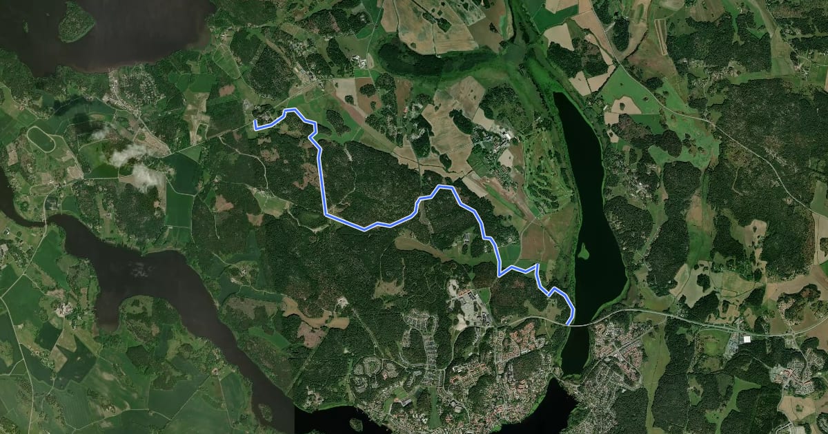 Маршрут Upplandsleden Stockholms län etapp 4 на спутниковом снимке
