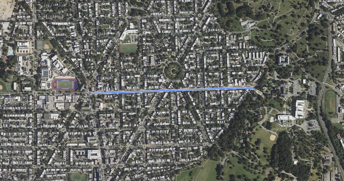 Маршрут Upshur Street NW на спутниковом снимке