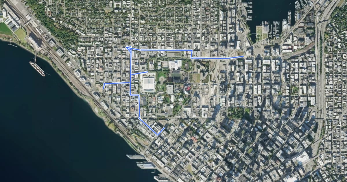 Маршрут Uptown Connecting Cycle Routes на спутниковом снимке