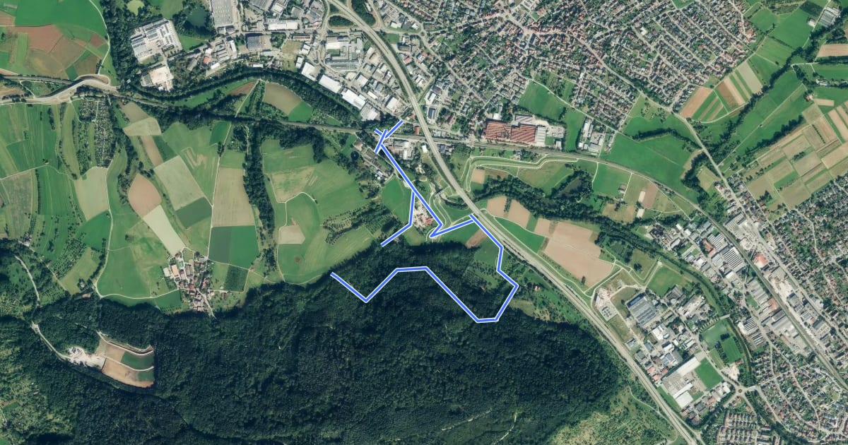 Маршрут Urbacher Wanderweg 14 на спутниковом снимке