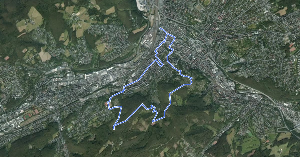 Маршрут Urban Trail Hagen на спутниковом снимке