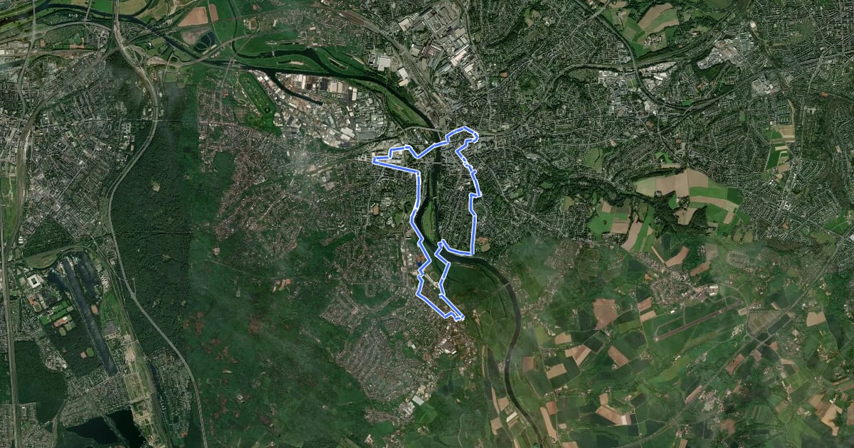 Маршрут Urban Trail Mülheim на спутниковом снимке