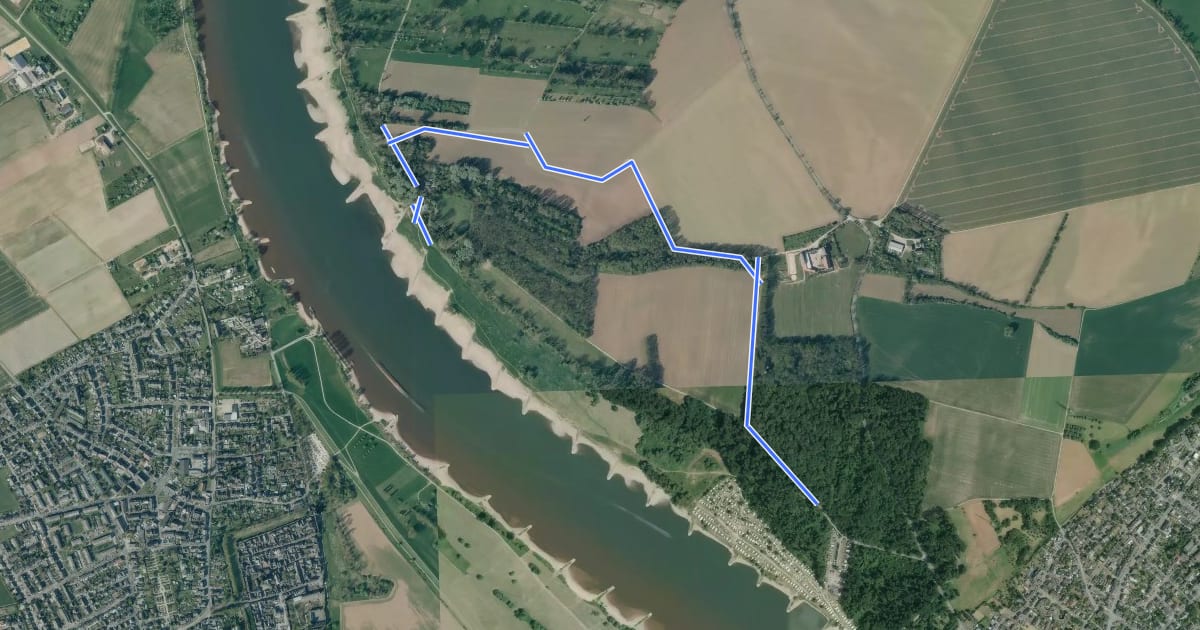 Маршрут Urdenbacher Kämpe - Vom Rhein zum Auwald на спутниковом снимке