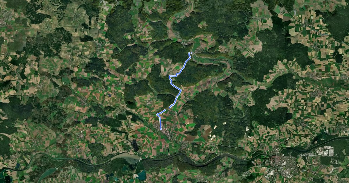 Маршрут Urdonautalsteig Etappe 2 Wellheim - Rennertshofen на спутниковом снимке