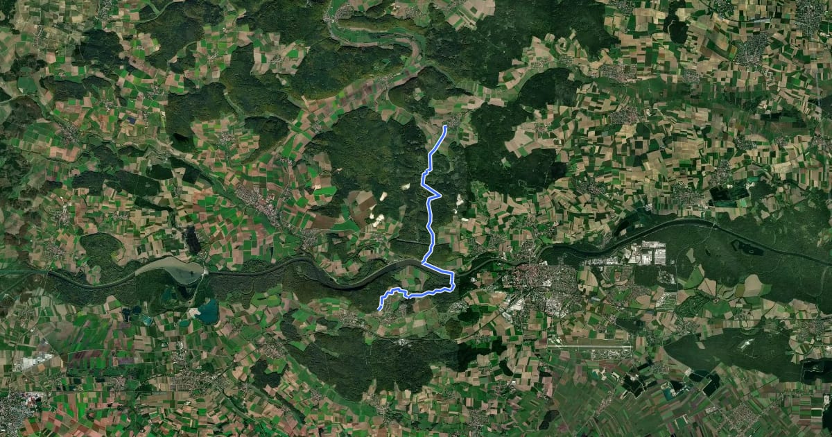 Маршрут Urdonautalsteig Etappe 4 Oberhausen - Bergen на спутниковом снимке