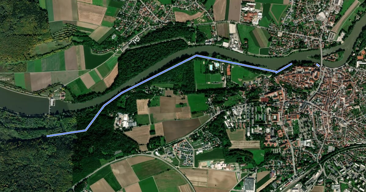 Маршрут Urdonautalsteigzubringer Neuburg a.d. Donau на спутниковом снимке