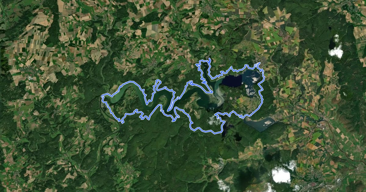 Маршрут Urwaldsteig Edersee, Hauptroute на спутниковом снимке