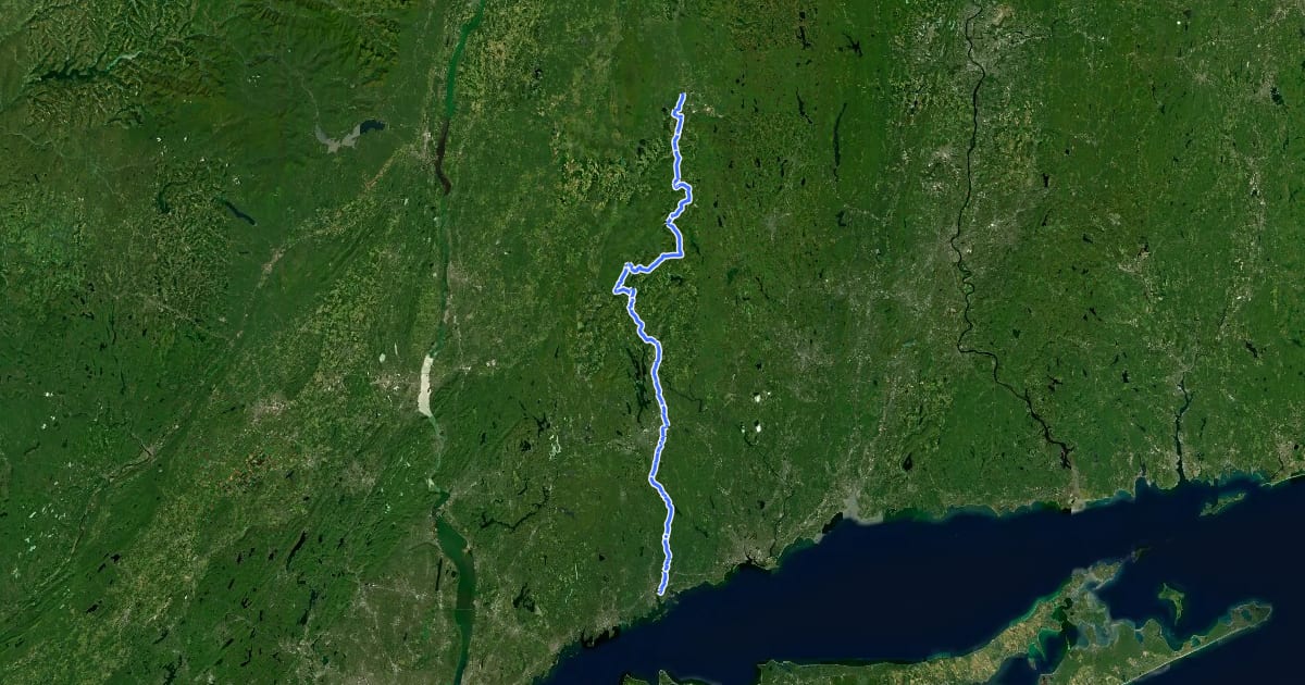 Маршрут USBR 7 (Connecticut) на спутниковом снимке