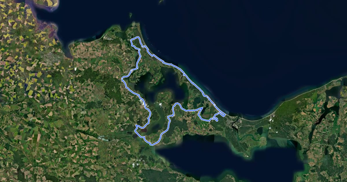 Маршрут Usedom Rundweg на спутниковом снимке