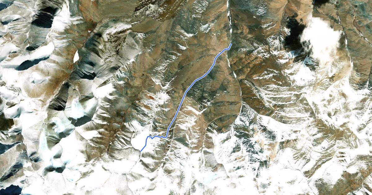 Маршрут UT Kangri 2 (6030 m) на спутниковом снимке
