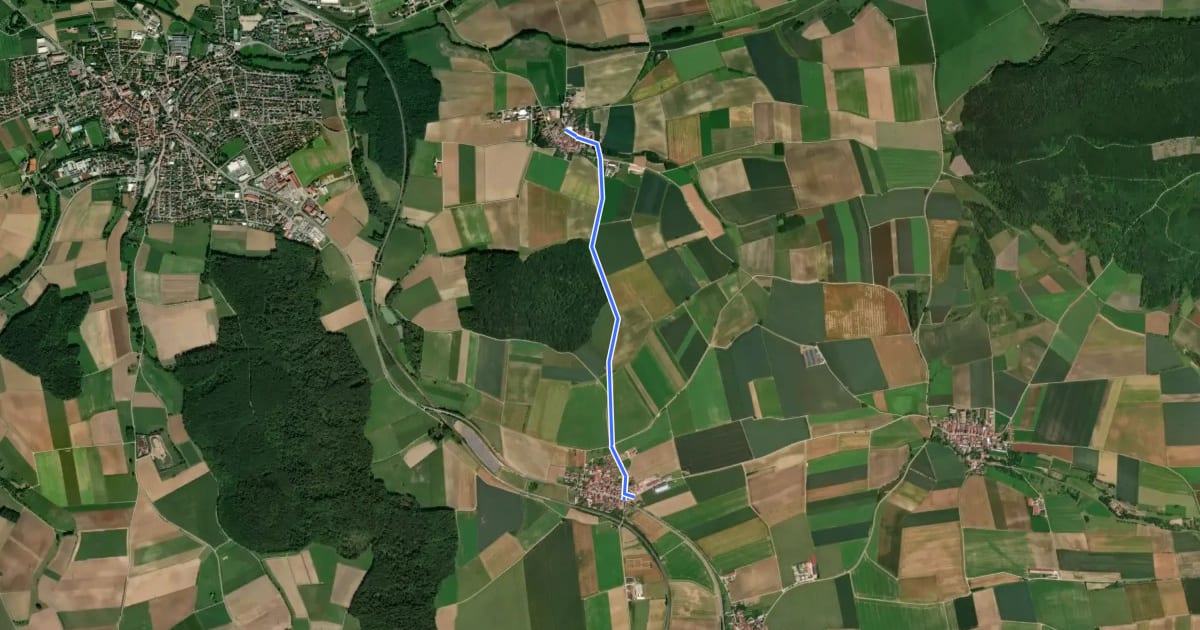 Маршрут Uttenhofen - Rudolzhofen на спутниковом снимке