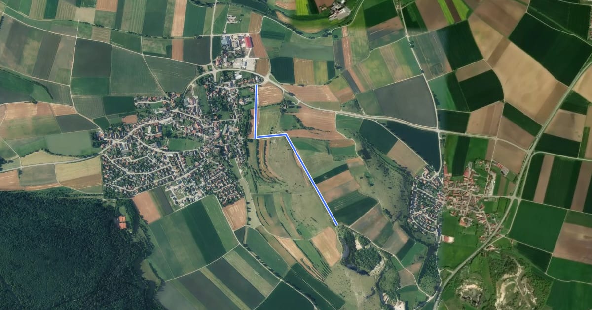 Маршрут Utzmemmingen - Riegelberg на спутниковом снимке