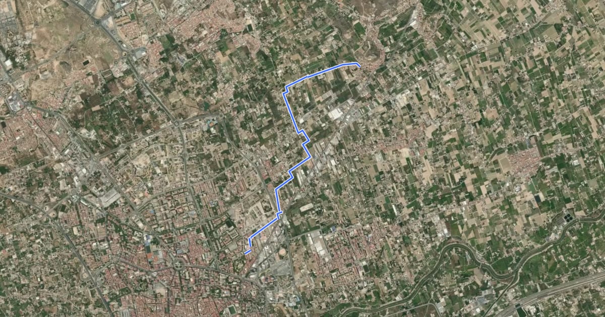 Маршрут Vía Amable 5: Murcia - Monteagudo на спутниковом снимке