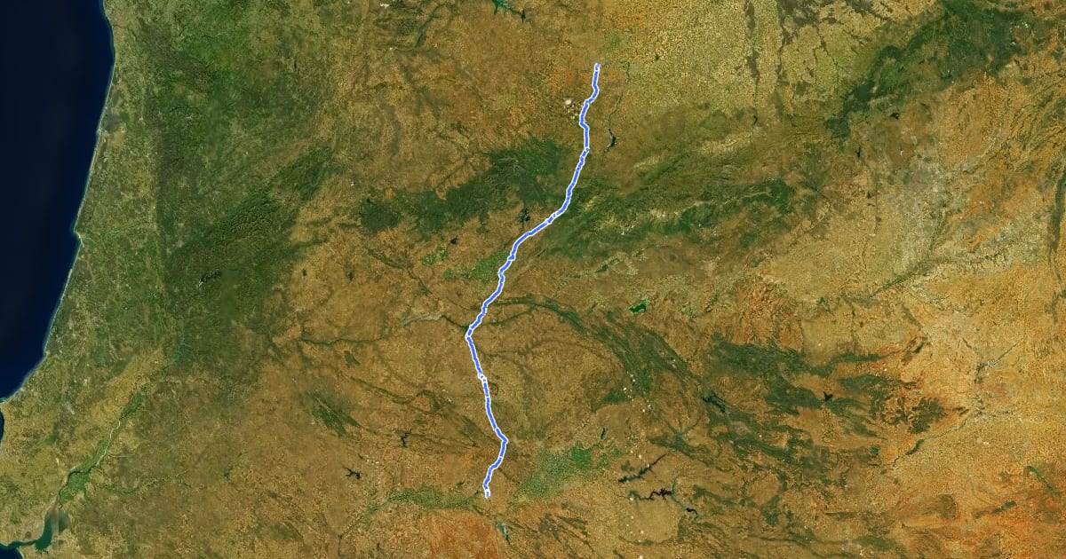 Маршрут Vía de la Plata hiking - 02 Merida to Salamanca на спутниковом снимке