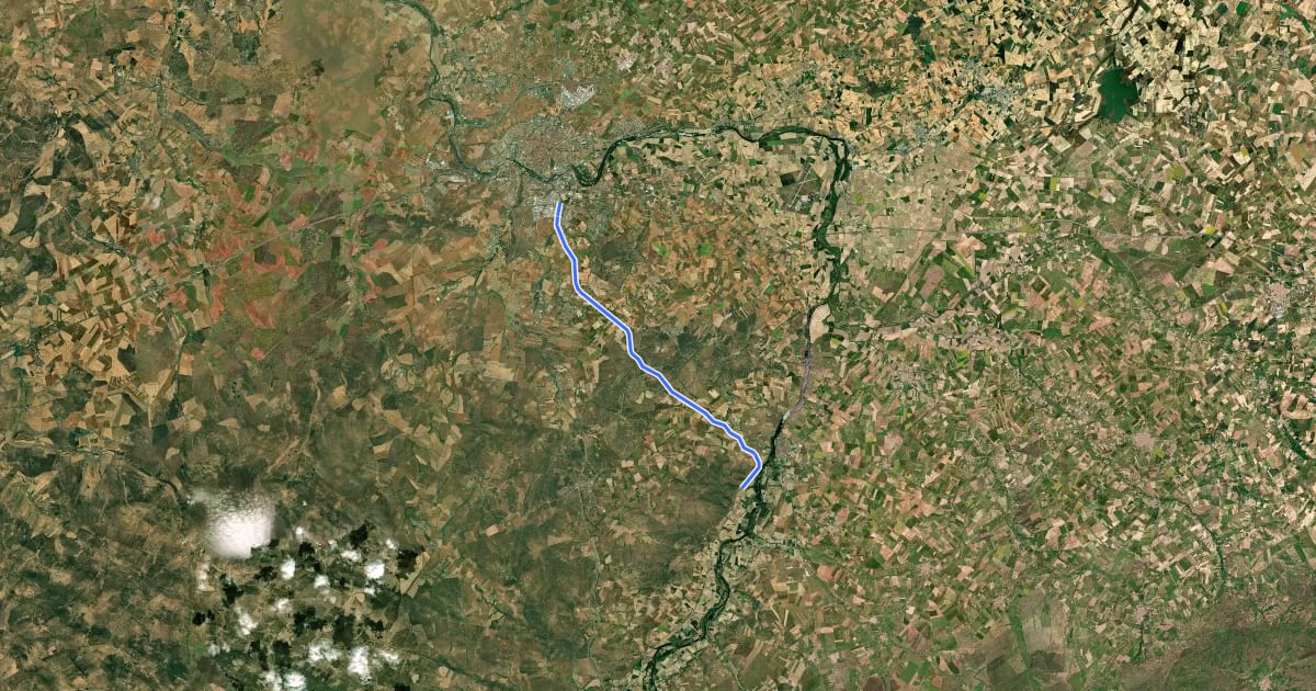 Маршрут Vía Verde de la Plata на спутниковом снимке