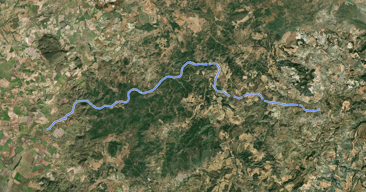 Маршрут Vía Verde de la Sierra на спутниковом снимке