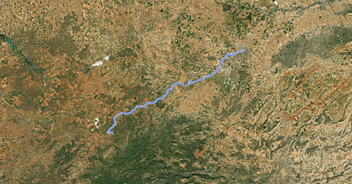 Маршрут Vía Verde de la Sierra de Alcaraz на спутниковом снимке