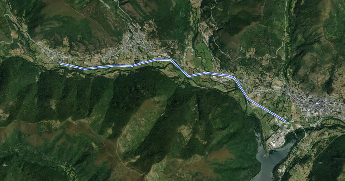 Маршрут Vía Verde de Laciana на спутниковом снимке