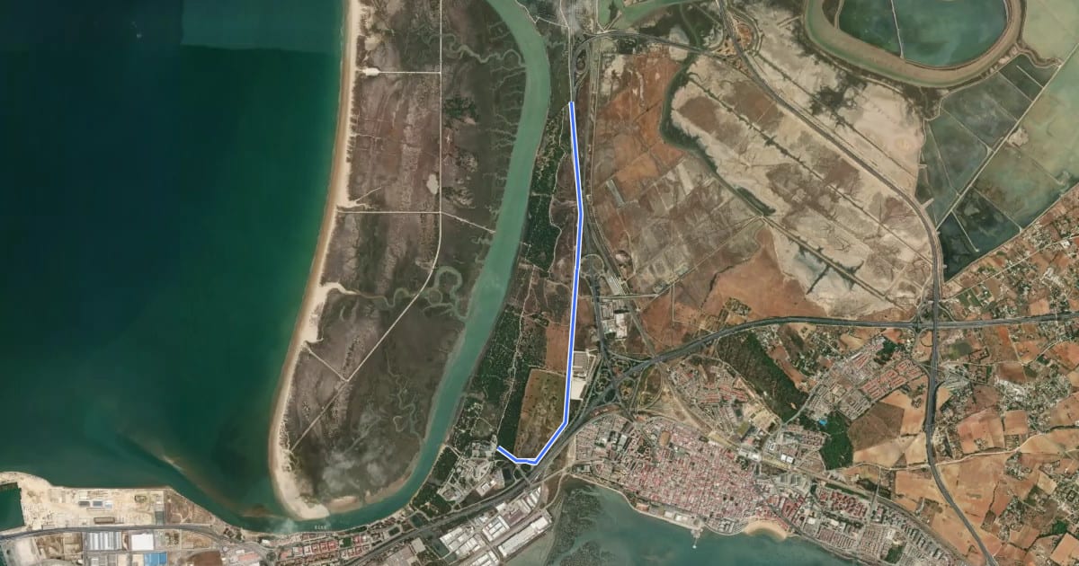 Маршрут Vía Verde de Matagorda на спутниковом снимке